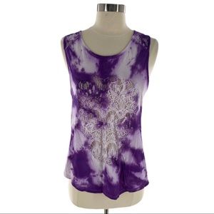 LYLA Purple & Cream Tie Dye Eyelet Lace Blouse